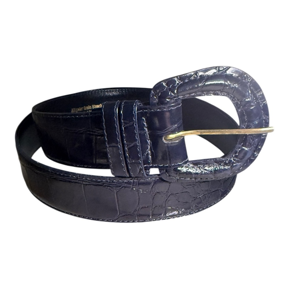 Elegant Navy Alligator Leather‎ Belt M